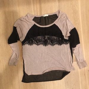 Solemio Blush & Black Lace Blouse